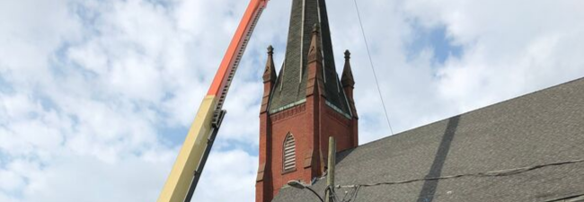 Crane Arrived For Steeple Restoration